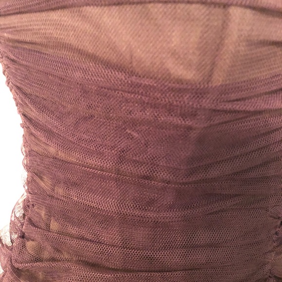 Betsy and Adam Strapless ruffles brown dress Sz 6 - Picture 5 of 8